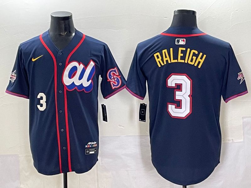 Men 2025 Seattle Mariners #3 Raleigh Drak Blue All star Nike MLB Jersey style 04